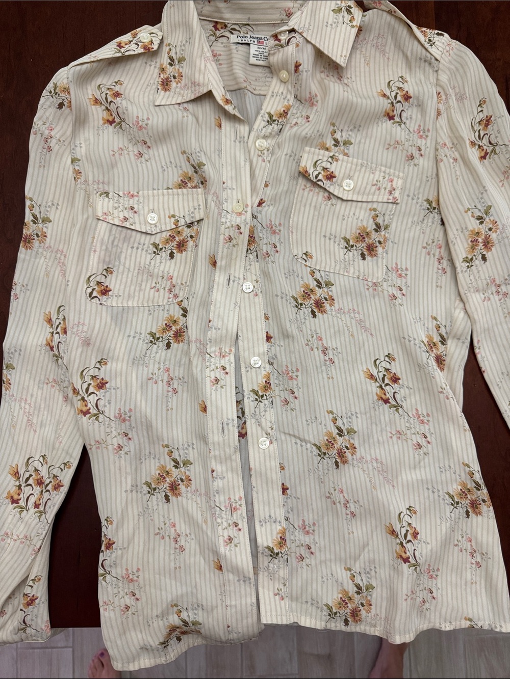 Polo by Ralph Lauren Cream Floral Button-Up Blouse